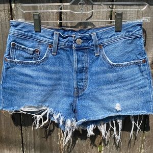 Levi’s 501 Denim Distressed Cutoff Buttonfly Jean Shorts